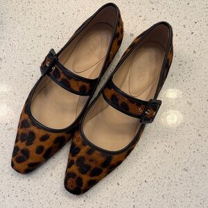 Boden Vic Leopard Calfskin Mary Jane Flats